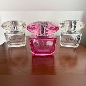 Empty - Versace Bright Crystal Glass Perfume Bottles - Set of Three